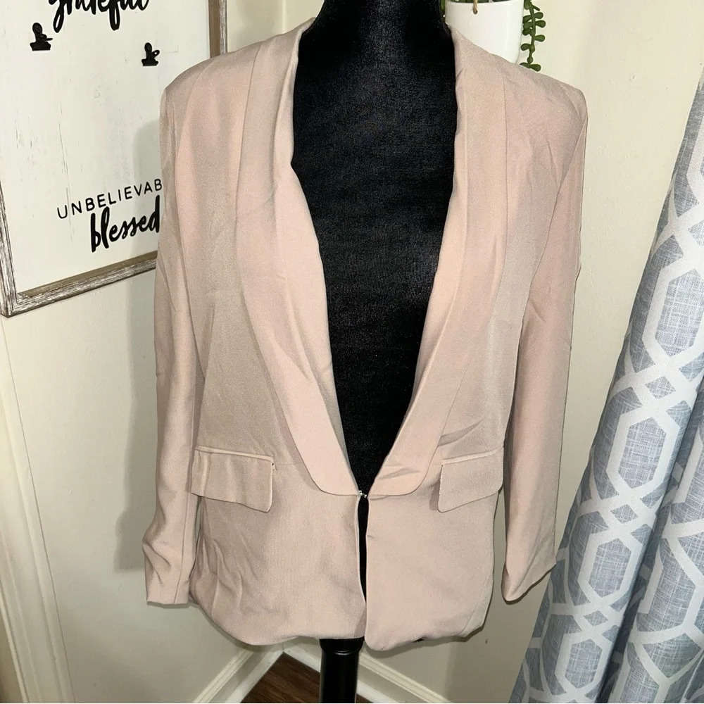 Urban Coco Women’s Blazer Jacket Open Front (Small, Khaki)